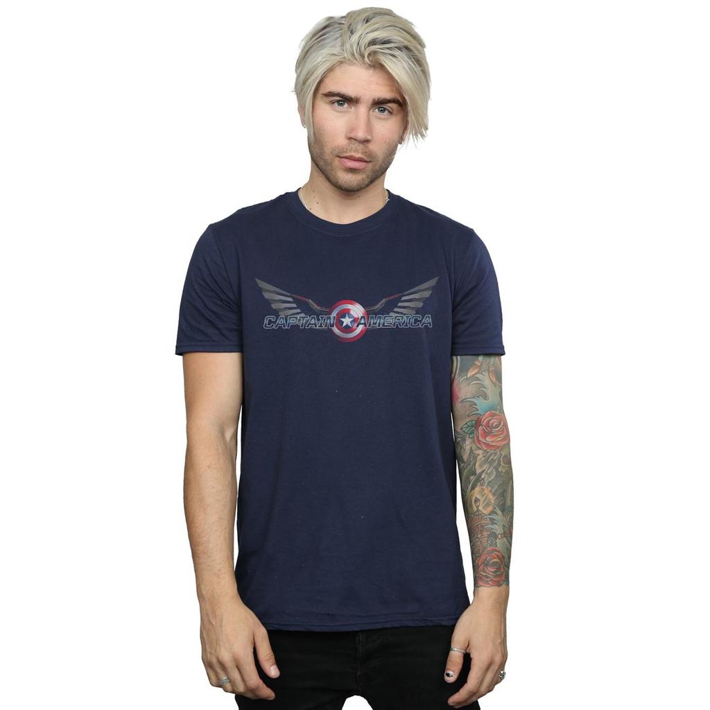 Marvel Mens Falcon And The Winter Soldier Captain America Logo T-Shirt