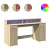 VidaXL Bureau avec lumières LED chêne sonoma bois d'ingénierie, bureau de travail, bureau d'étude, bureau à domicile, bureau 3309431
