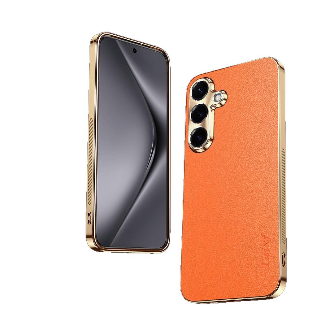 Новая модель подходит для чехла для мобильного телефона Samsung S26 S26+ с узором личи s25ultr, роскошный однотонный кожаный защитный чехол для мужчин и женщин