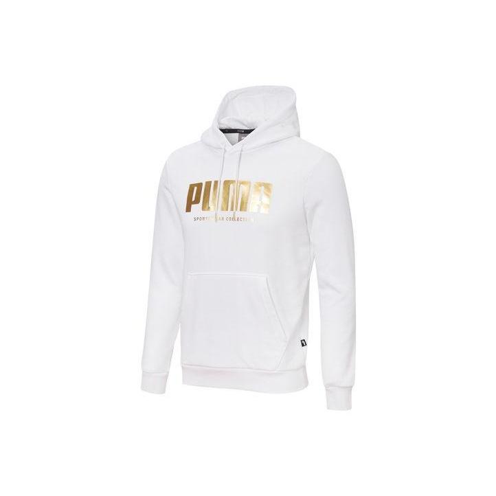 Puma Спортивный свитер с капюшоном и принтом фольги для мужчин, белый цвет 586351-02