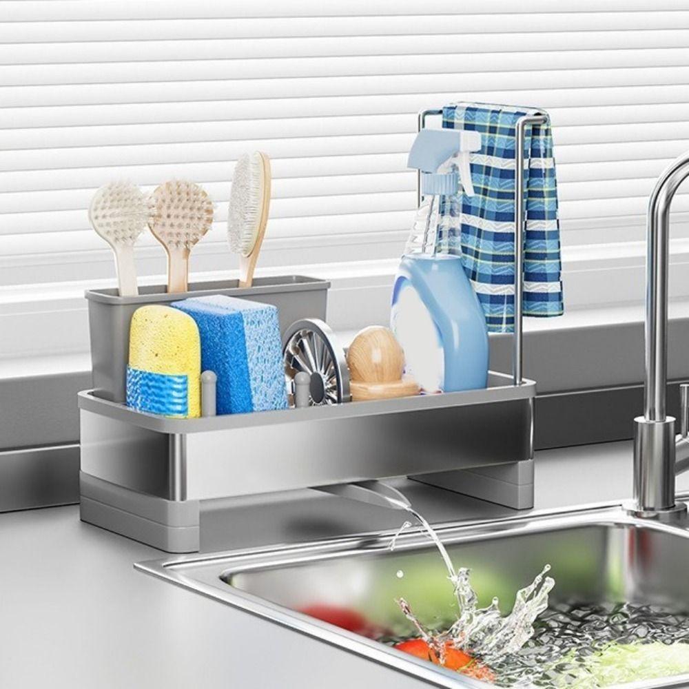 Detachable Sponge Drain Rack Self-draining Sink Shelf Cloth Storage Rack for Kitchen
