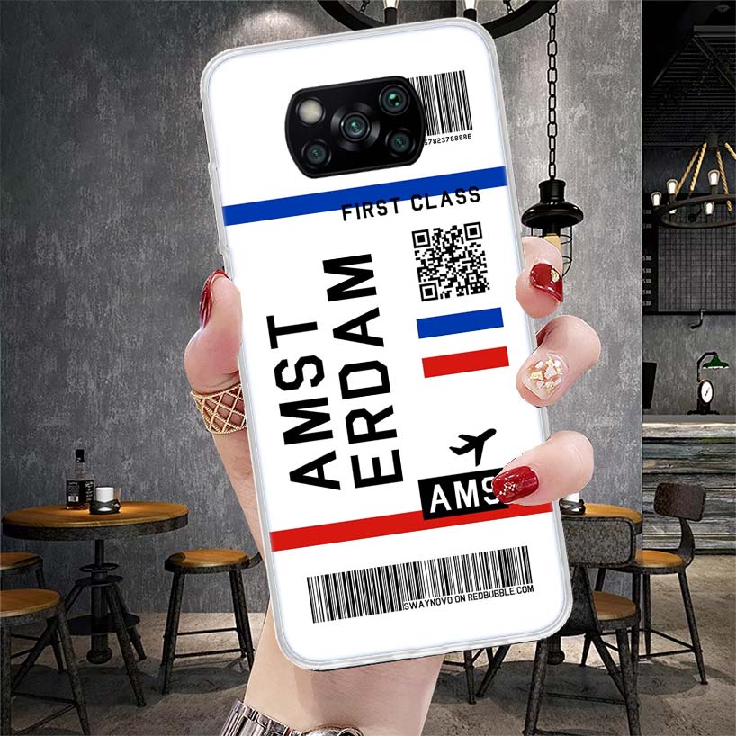 Travel Ticket Label Soft Phone Case For Xiaomi Redmi 15C 15 13C 13 Poco X5 X6 X7 F7 Ultra M7 12C 12 10 10C 9C 9A 9T 9 Fundas Poc