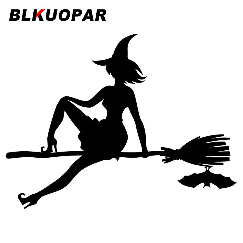 BLKUOPAR Для Хэллоуина Ведьма Летающая На Метле Автомобильные Наклейки Аниме Водонепроницаемые Наклейки Креативные Милые Вырезанные Наклейки Защита Двери Автомобиля