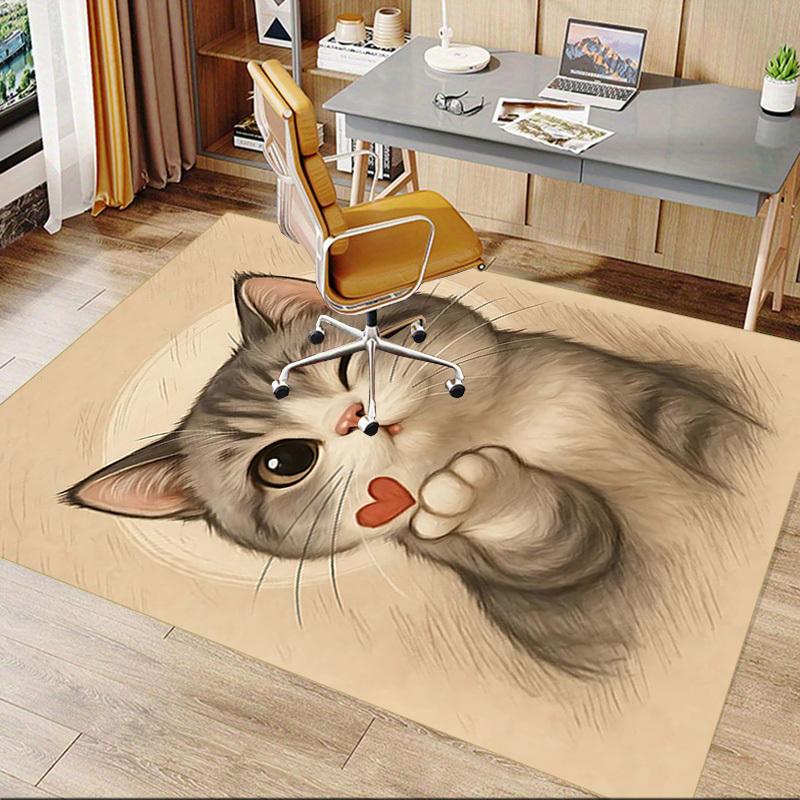 1 шт. кошка любовь Нескользящий коврик для пола Подходит для офиса, гостиной, спальни, столовой - Машинной работы с плоским переплетением-W307