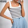 Женская мода повседневная летняя весенняя полосатая безрукавка с подтяжками блузки и рубашки