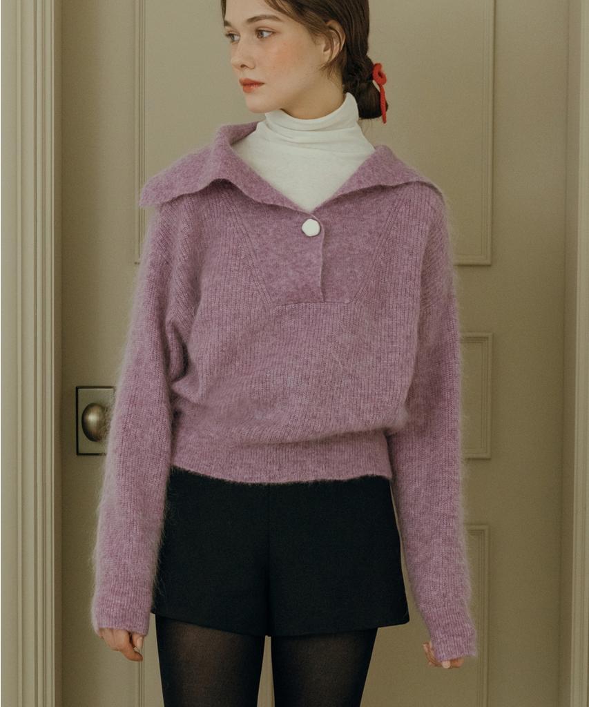 KNIZURE Mohair Wide Collar Pullover_2 Colors
