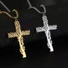 Tree of Life Cross Necklace Stainless Steel Crucifix Pendant for Men Women Punk Jewelry