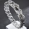 Cool Snake Head Bracelet Men's for Man Male Arm Rings Vintage 15MM Stainless Steel Curb Cuban Link Chain Bikers Jewelry