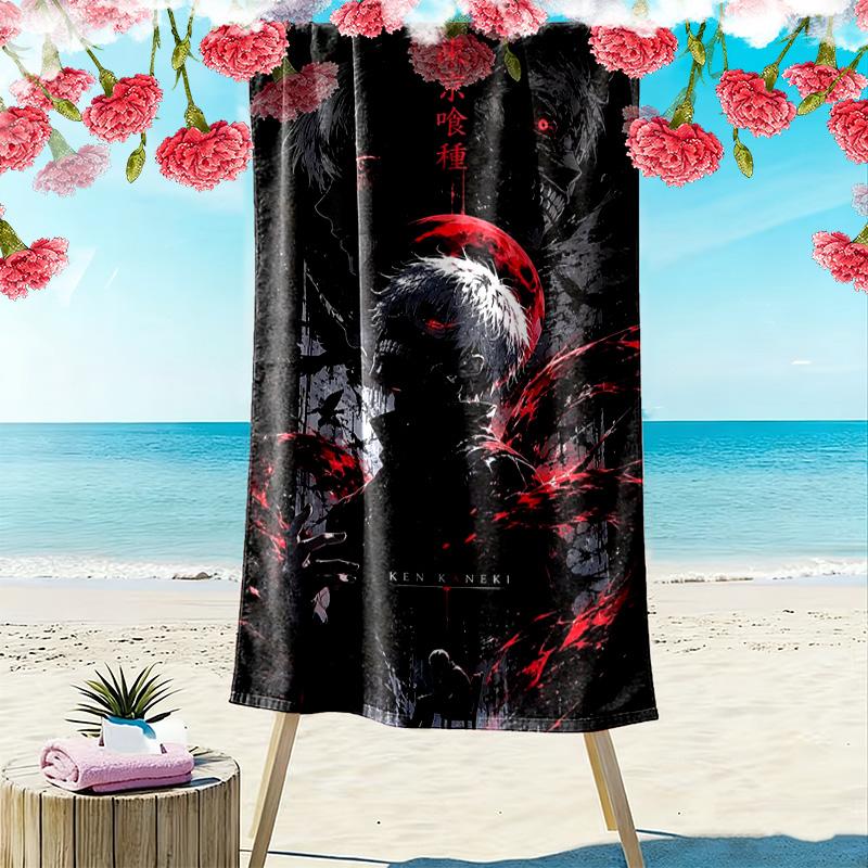 Ken kaneki anime Print Beach Towel, Large Soft Quick Dry Towel for Beach Camping Swimming