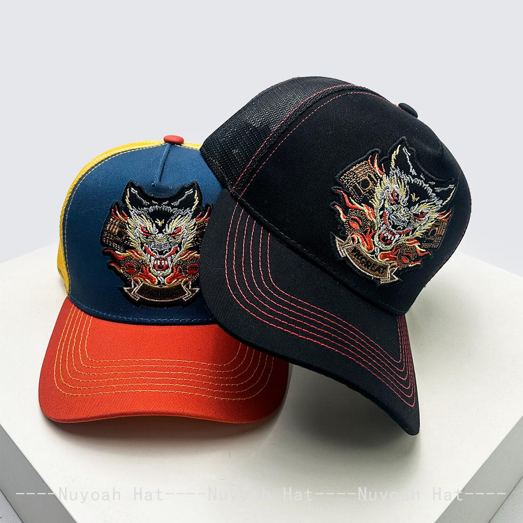Baseball Head Dragon Stitched Stitching Embroidered Chic China Women Men For Neutral Gender Fresh Caps Peaked Hats Breathable Mesh Sunshade Color