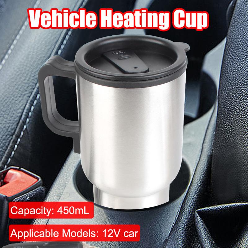 Camping Travel Kettle Water Coffee Milk Thermal Mug Stainless Steel Vehicle Heating Cup 12V 450ml Electric Heating Car Kettle