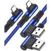 Кабель USB Type C L-образный с обоих концов [3 м / Набор из 2 штук] Кабель AviBrex Type C 90 градусов Кабель Type-C [Быстрая зарядка 3.1A] Нейлоновая оплетка Высокая прочность USB