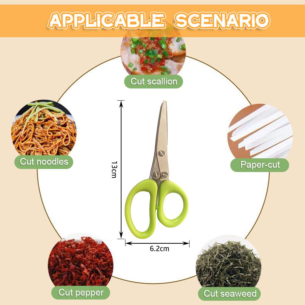Multifunctional Multi Layers Stainless Steel Knives Kitchen Scissors 5 Blade Herb Scissors Scallion Cutter Kitchen Accessories