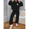 Полиэстер Повседневный Женский Спортивный Костюм Толстовка и Вязаные Брюки с Высокой Посадкой Универсальный Наряд