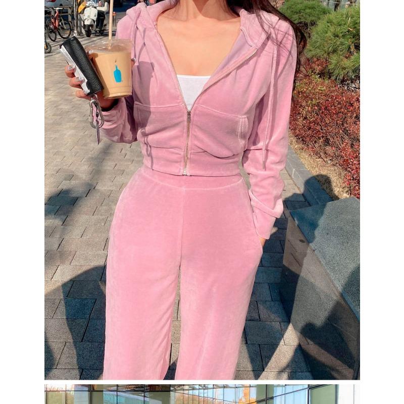 Sport Suits Hooded Zipper Hoodie Set for Women's Autumn and Winter New Collection, Korean Loose Casual Fashion Women's Two Piece Set