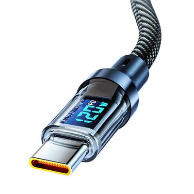 1 шт. 120 Вт сверхбыстрый зарядный кабель USB A - Type-C со светодиодным цифровым дисплеем, матовое покрытие, синхронизация данных, подача питания через USB
