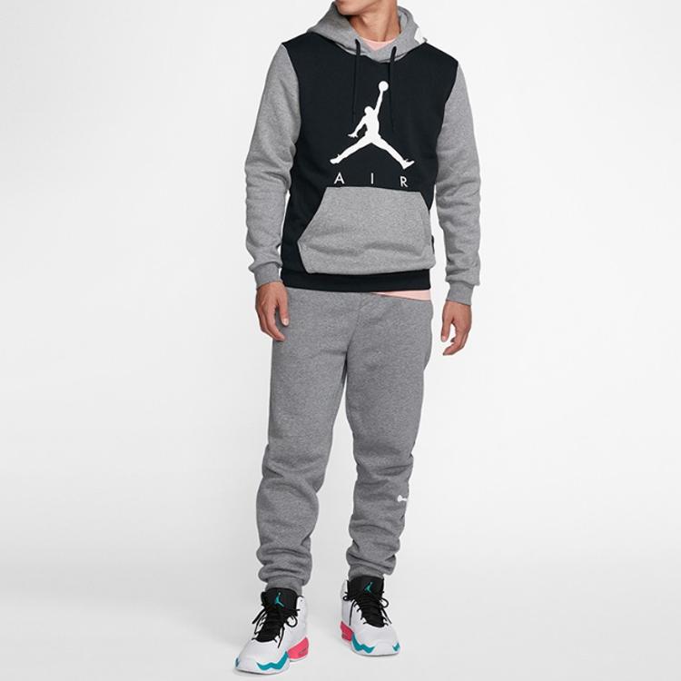 Jordan Jumpman AJ Big Logo Pullover Hoodie Men Tops Grey Black CK1349-010