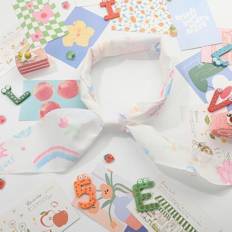 Rainbow Headscarf Dopamine Girls Wear Scarf Aesthetic Accessories Triangular Headscarf Graffiti Printed Scarves Sweet Cool Scarf