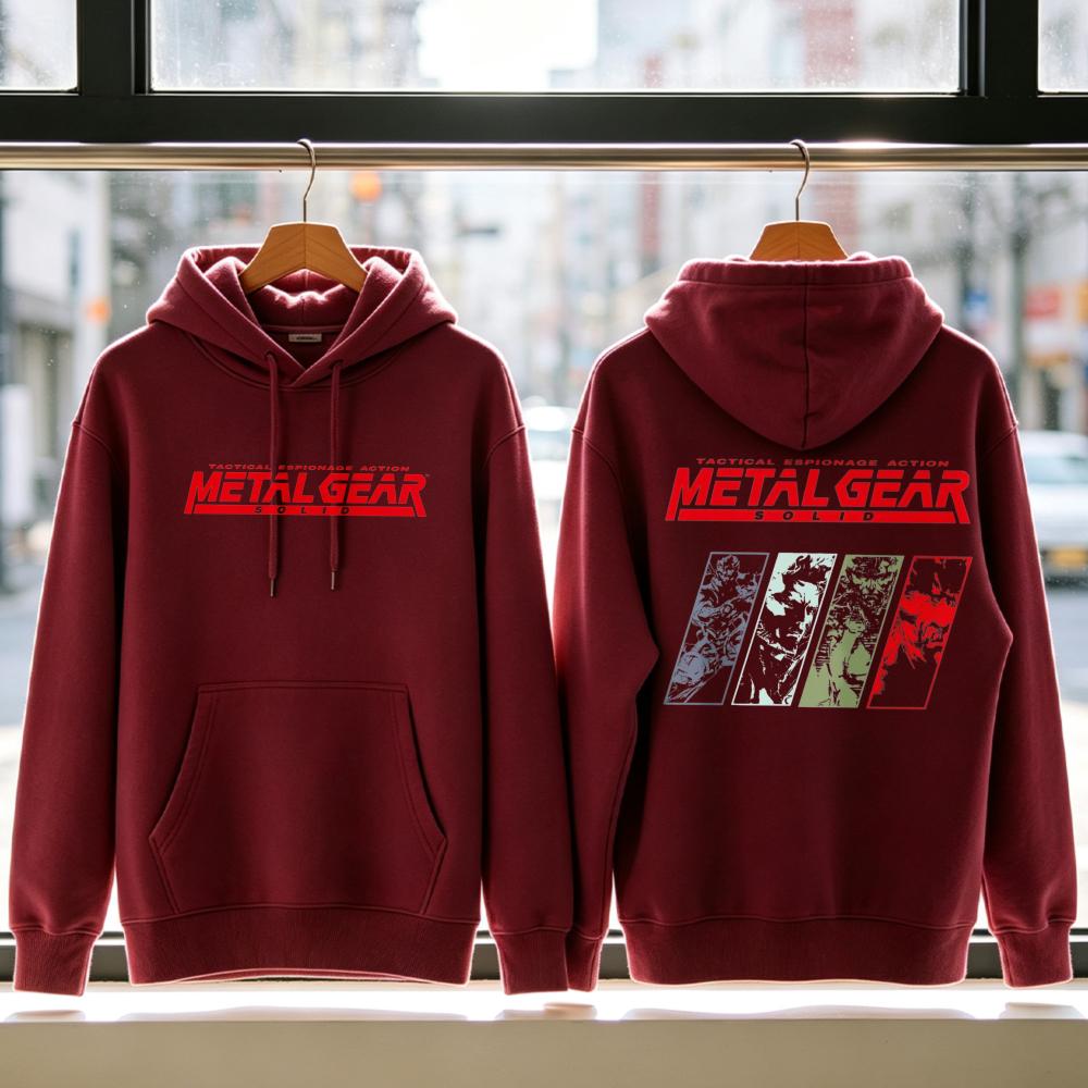 Мужская толстовка с капюшоном Metal Gear Solid Snake, принт спереди и сзади, пуловер, свитшот, персонаж ретро-игры, повседневная уличная одежда, подарок для геймера, толстовка