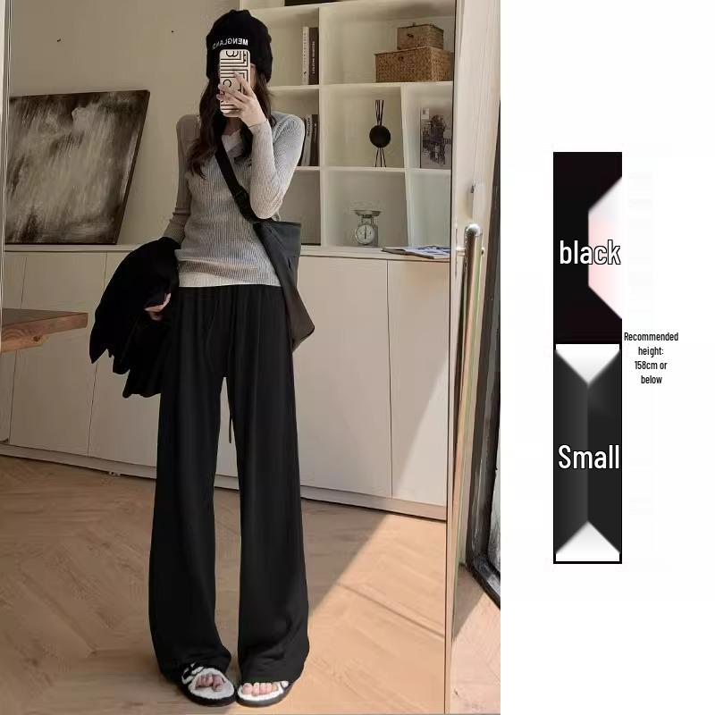 Брюки с высокой талией и широкими штанинами из мягкой пуховой ткани для женщин, повседневный стиль для весны и осени