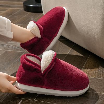 Тапочки хлопковые с задником, нескользящие, зимние, новые, утолщенные и на велюре, женские, теплые хлопковые туфли для мамы, толстая подошва