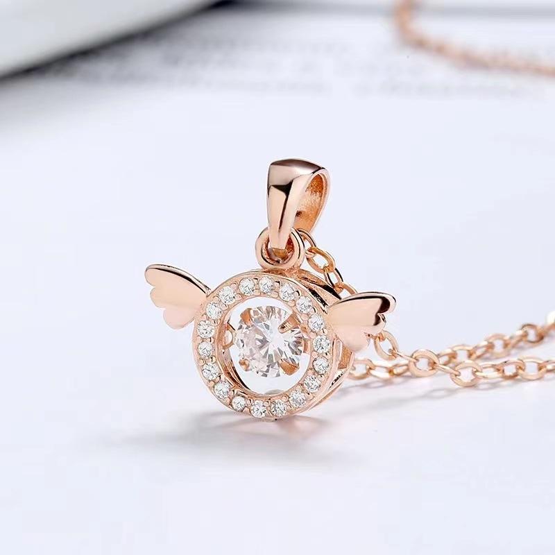 S925 Корейский стиль Простой Универсальный Светлый Роскошный Полный Бриллиант Умные Крылья Ключичное Ожерелье Женский Ниша