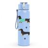 1PC Dachshund Dog Repeat Pattern 750ml Color Plastic Sports Water Bottle Leakproof Flip Straw Lid Suitable for Sports Office Home Use