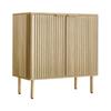 Coffee Bar Cabinet, Mid Century Fluted Coffee Bar Table with 2-Tier Storage, Buffet Stand Cabinet with 2 Barn Door, Sideboard Buffet Station for