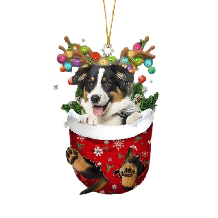 Unique Doggy Christmas Tree Hangers Festival Dog Shape Christmas Tree Hanging Ornament Acrylic Hanging Decoration