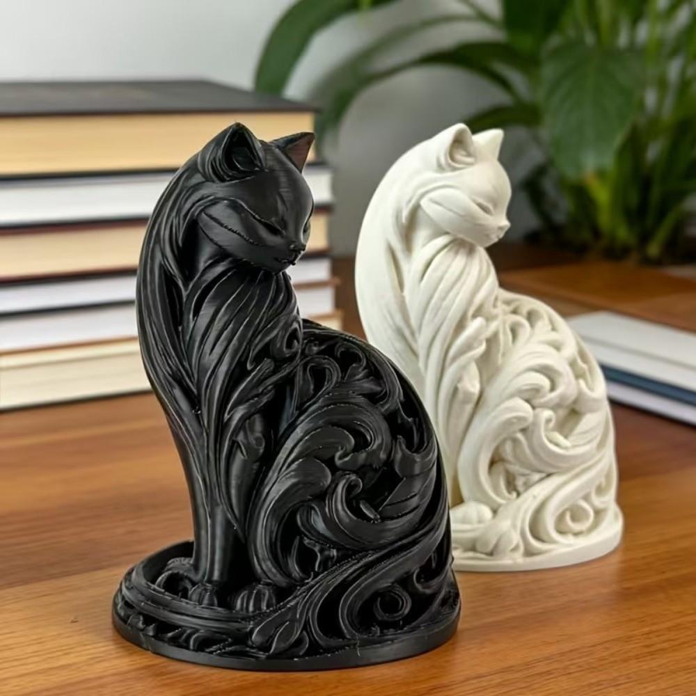 Nordic-Style Desktop Cat Ornaments Cute Sitting Cat Sculpture Cat Statue Living Room Decor