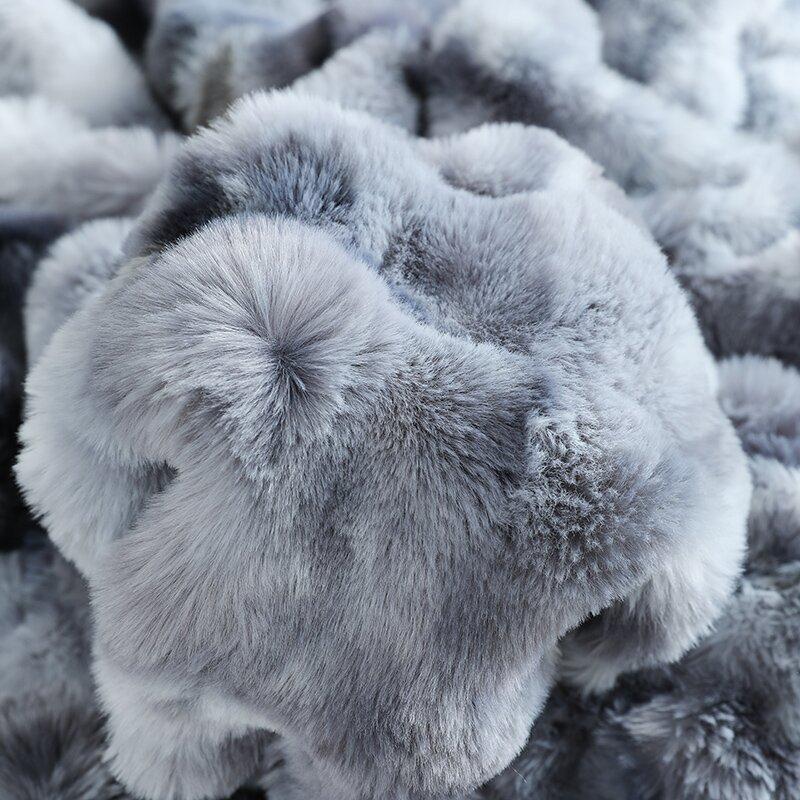 Толстый и Теплый Современный Плед Осень и Зима Пузырьковый Бархат Плед из Кроличьего Меха Плюшевое Покрывало для Дивана Наволочка Мягкая и Удобная Простыня