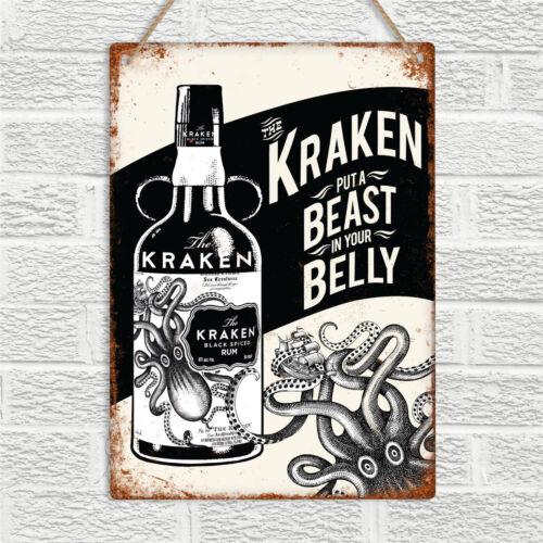 KRAKEN RUM Retro Vintage Style Metal Tin Sign Plaque Bar Pub Garage Man Cave NewAluminum