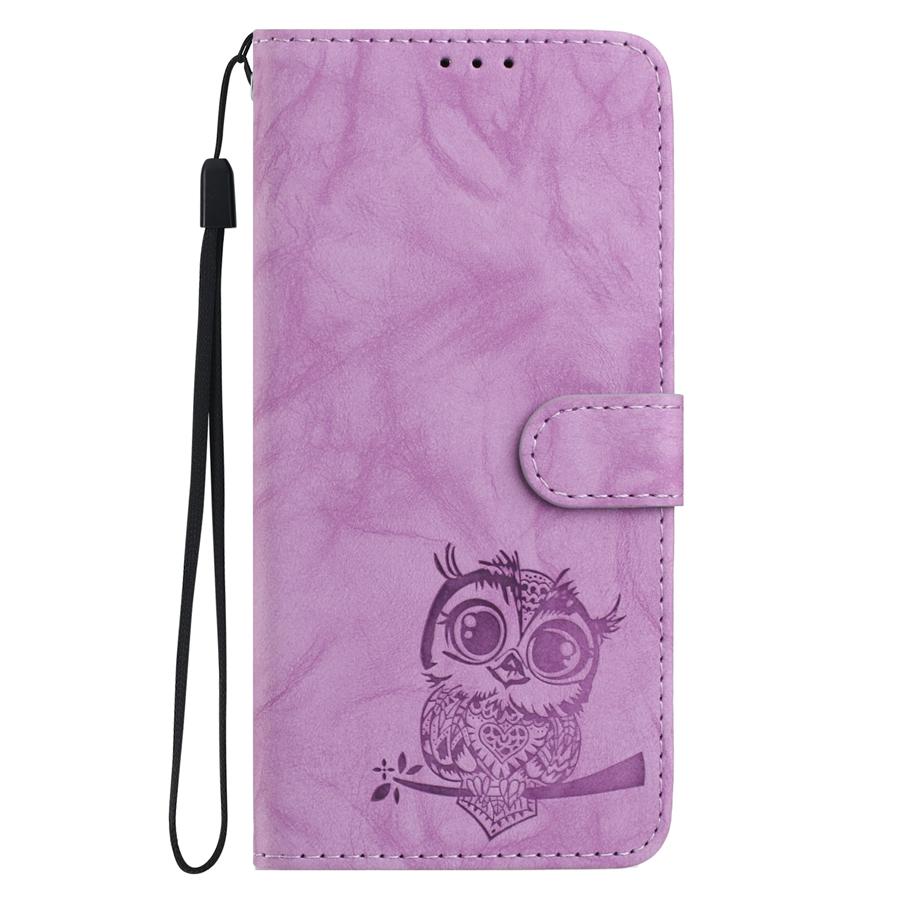 Чехол для телефона с рельефным рисунком совы для Xiaomi Redmi Note 14 14S 13 12 12S 11 10 Redmi 14C 13C 12 12C 10C 9C, чехол-кошелек с ремешком на запястье для Poco C75 C61 M7 X6