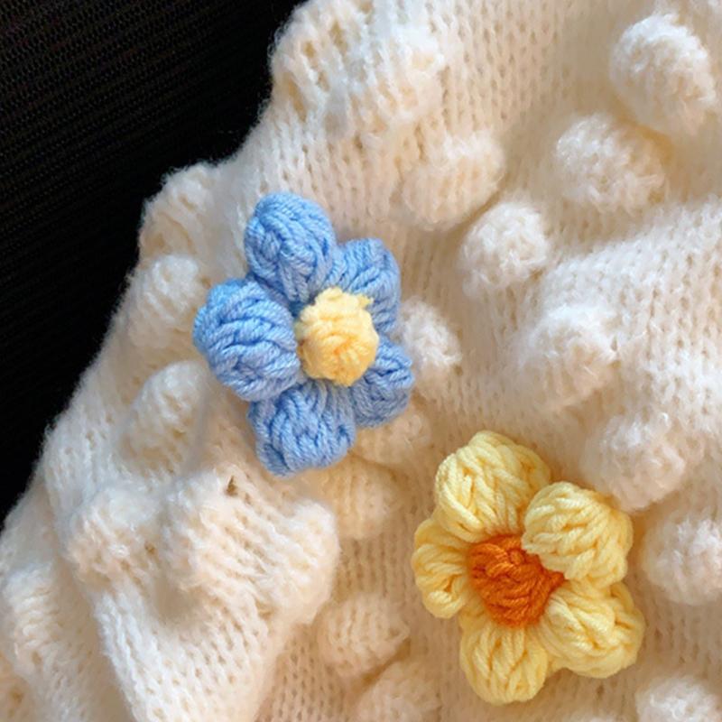 Женский осенне-зимний вязаный кардиган с вышивкой цветов, модный свитер с длинными рукавами контрастного цвета