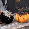 Glitter Pumpkin Decor Halloween Pumpkin Spider Decor 3D Figures Prop Velvet Decoration For Window Table Outside House Offices