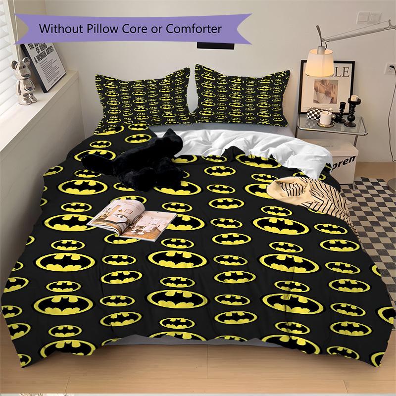 3pcs Batman Signal Bedding Set, Soft Polyester Duvet Cover and Pillowcases Machine Washable Seasons all suitable & Guest Room Decor253