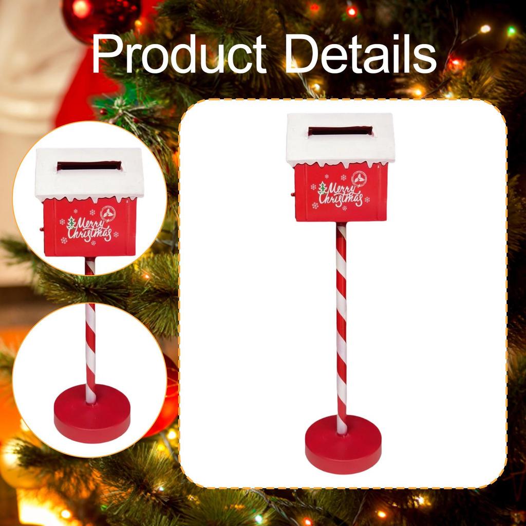 Christmas Mailbox Statue Ornament Letter Box Figurine Letterbox Xmas Decor for