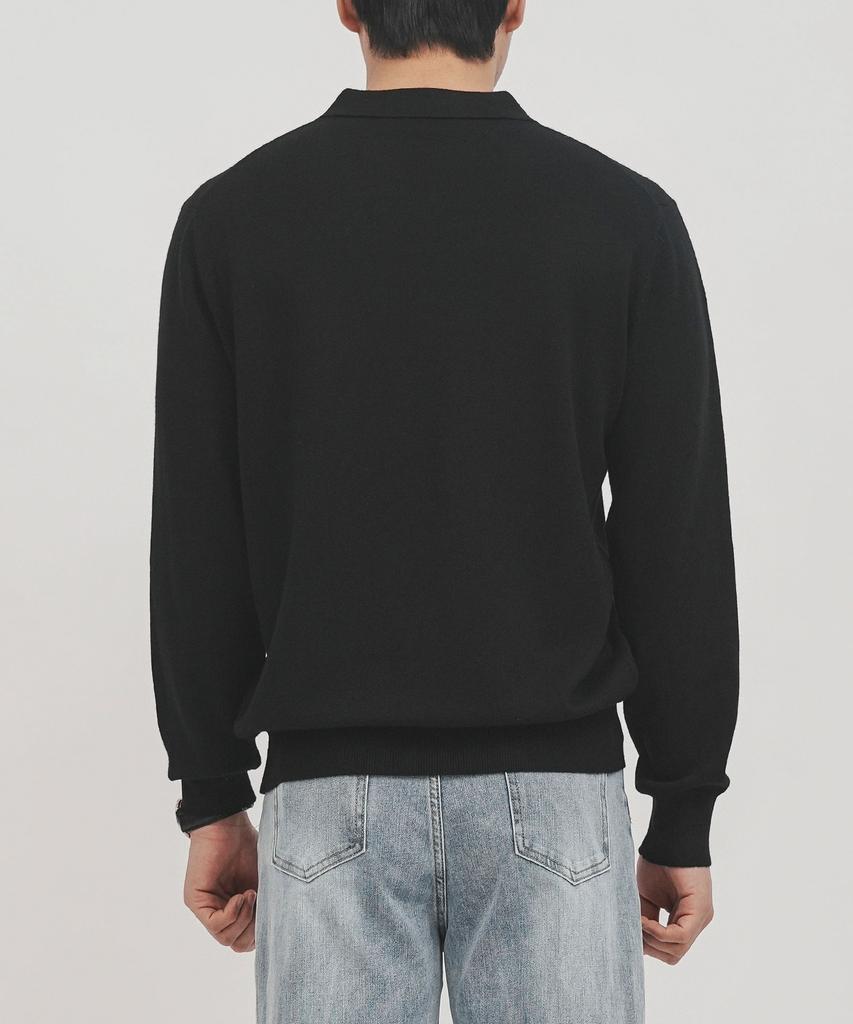 GOLDPERCENT Viscose Soft Cozy Collar Knit (Black, Men)