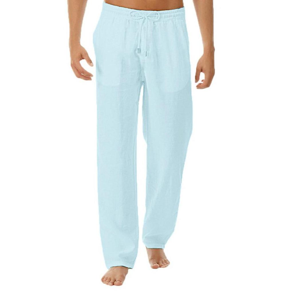 Мужские летние минималистичные и модные брюки из хлопка и льна