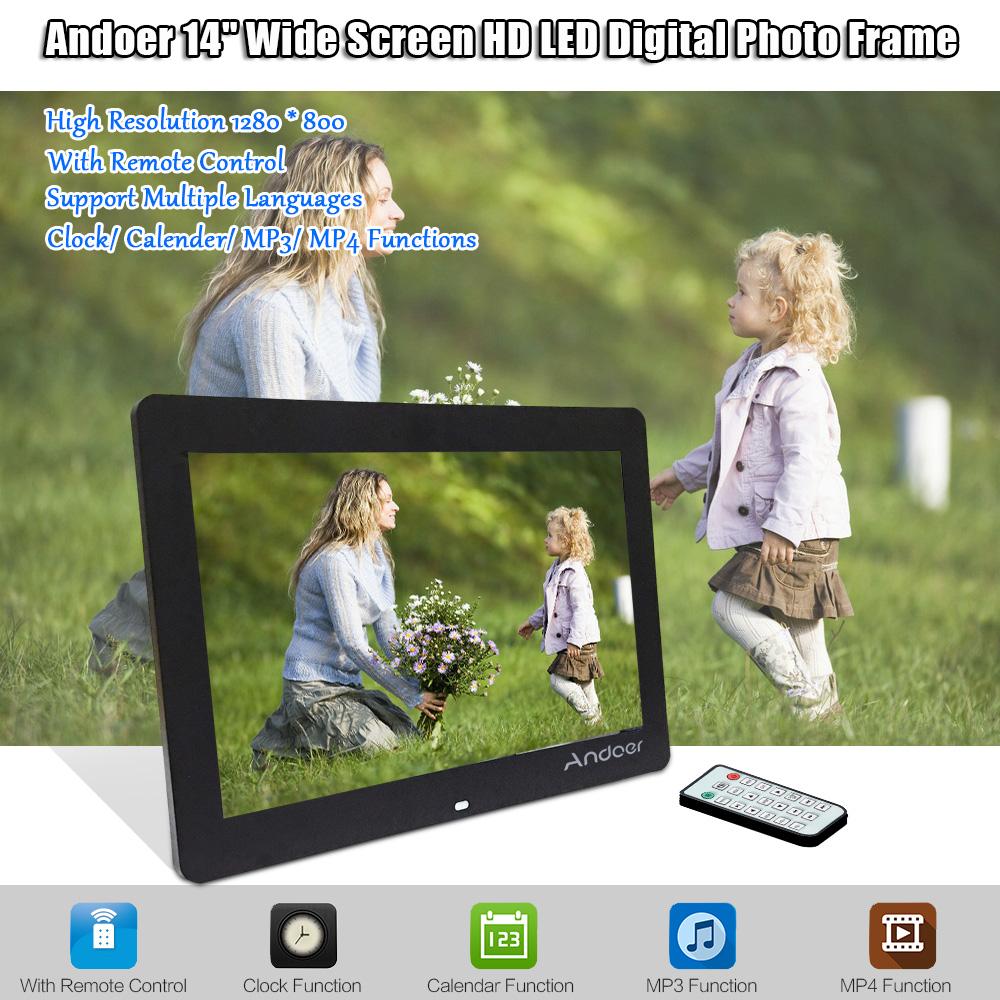 Andoer 14" Wide Screen HD LED Digital Picture Frame Digital Album High Resolution 1280*800