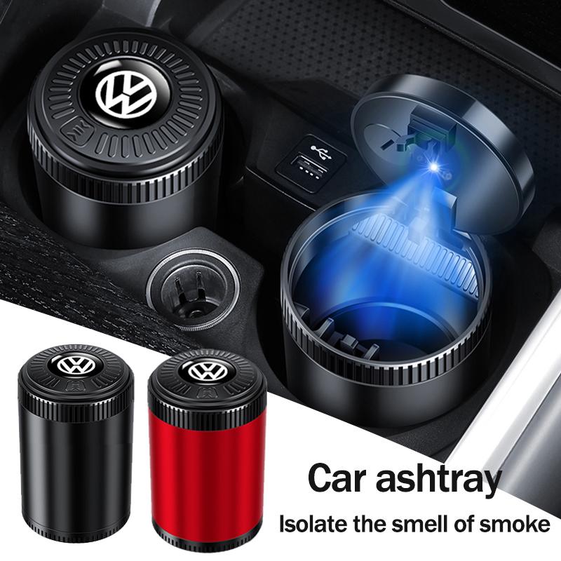 Volkswagen Car LED Ashtray Atmosphere Light Ashtray For VW Golf Passat Phaeton Car Flame Retardant Cigarette Holder Cup keychainKD1