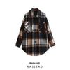 Зимняя женская шерстяная клетчатая рубашка в европейском и американском стиле, повседневная рабочая одежда