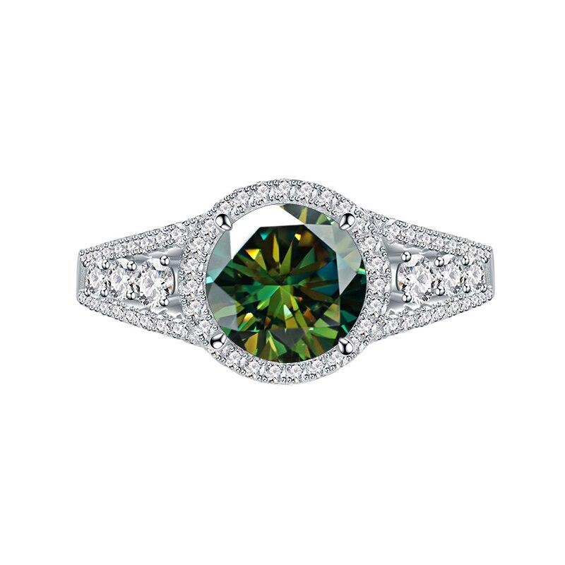 BagueRingen Women Moissanite Ring Silver 925 Jewelry For Women 8mm Blue Green Color Moissanite Gemstone Jewerly Gift Size 6-9