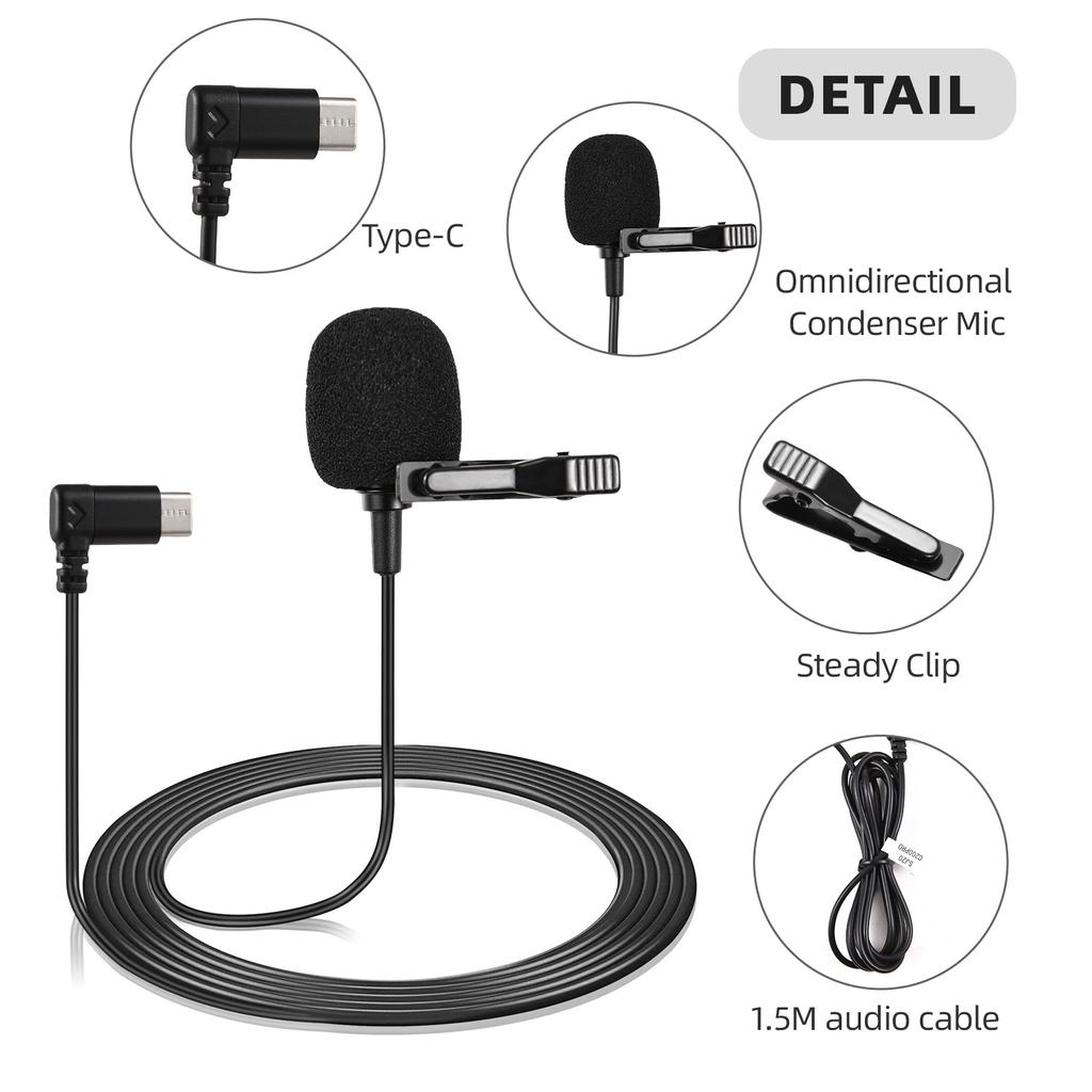 SJCAM Sports Camera Clip-on Microphone Lapel Mic Plug-and Play 360 Degrees Omnidirectional Pickup Noise