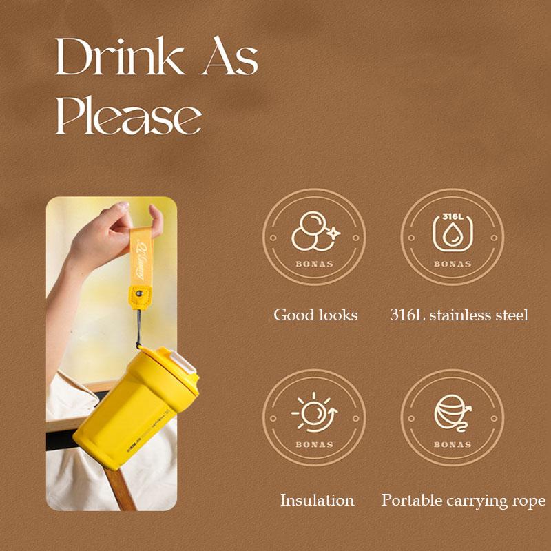 450ml Coffee Mug Travel Thermo Cup Acuum Cups 316 Stainless Steel Business Portable Mug Car Leak_Proof Water Cup