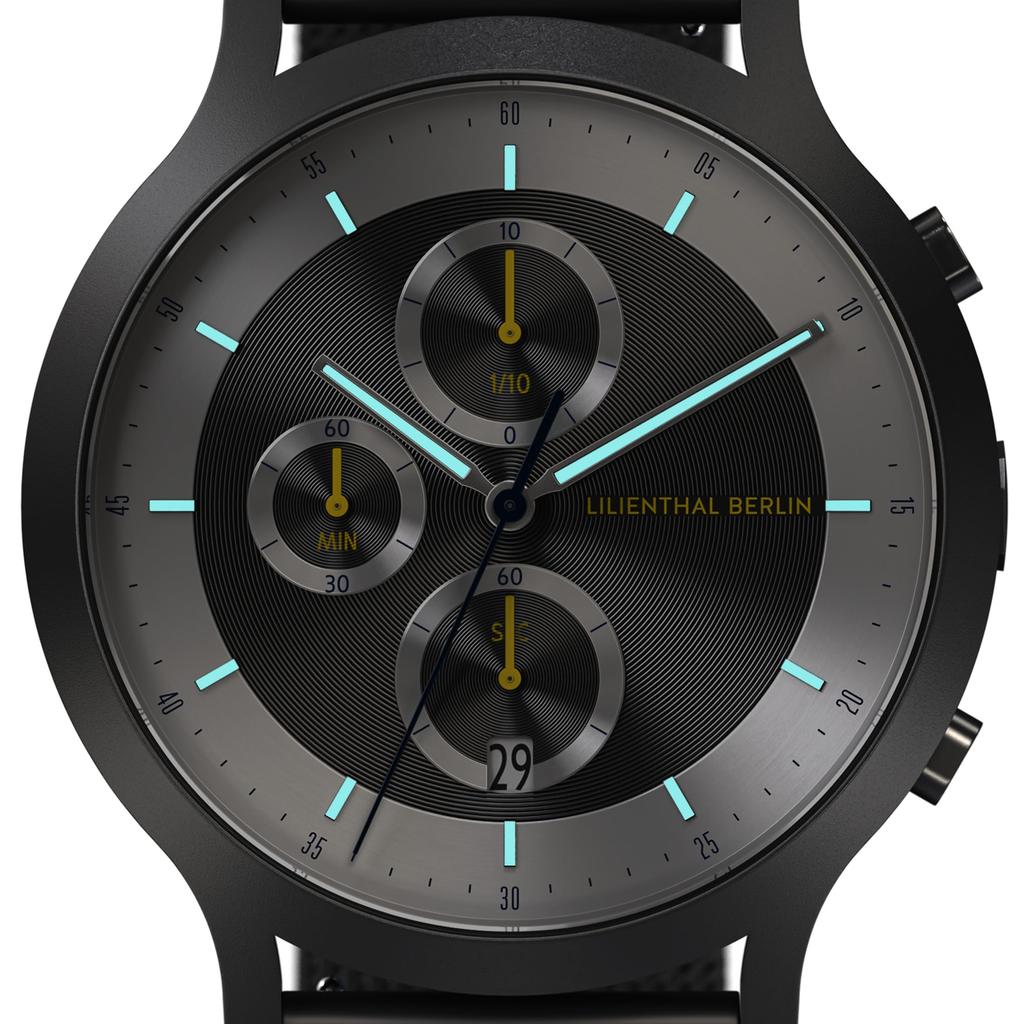 Lilianthal Berlin Chronograph Watch with Date Made in Gray CD1-004-B040F Men's Display, Germany,
