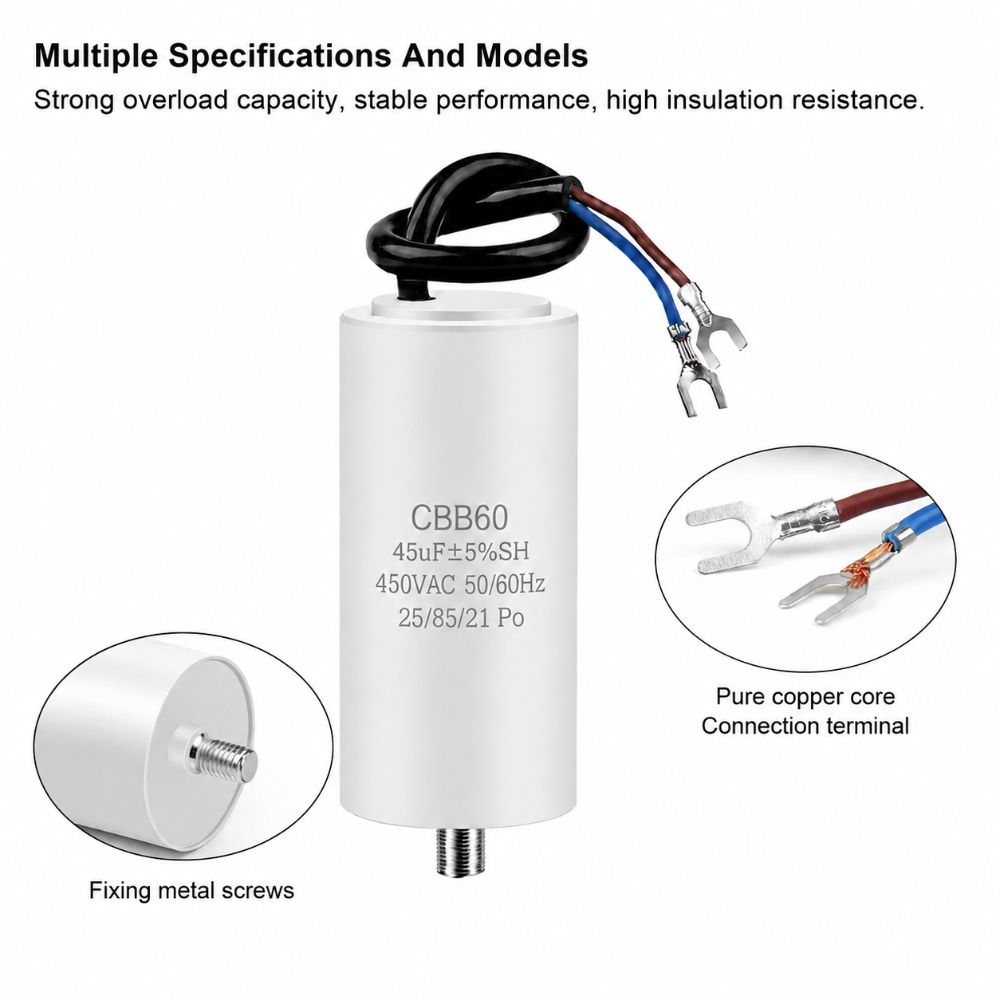 450V CBB60 Capacitor 4UF-100UF Start Capacitor Reliable Motor Run Capacitor