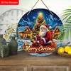 С Рождеством деревянная табличка с узором Санта-Клауса - Navidad круглая табличка для входной двери, настенный декор - Идеальное рождественское украшение