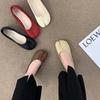 Korean Version of Horse Hoof Shoes Split Toe Women's Shallow Mouth Single Shoes New One-legged Pig's Trotter Versatile Grandma Flat Bean Shoes