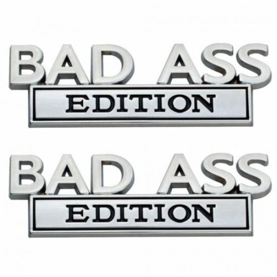 2 шт. Значок Bad Ass Edition Наклейка на Автомобиль Badass 3D Стикер Декаль Хром Черный | Красный | Клейкая | Передняя | Мотоцикл | | Сингапур